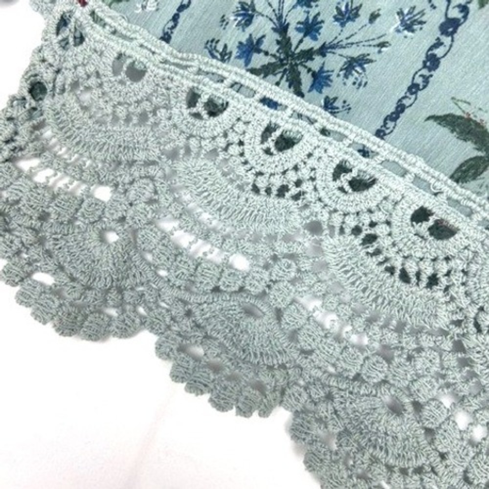 Mason & Belle Floral Medallion Crochet Lace Trim Kimono Wrap Blue XL - Picture 5 of 8